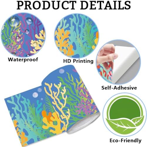 Coral Bulletin Board Borders 196.9 x 3.9 Inch, Under The Sea Borders Peel and Stick Ocean Theme PVC Decorative Die Cut Trim Sticker Roll for Summer Home Office Mirror Window Door Decoration - Image 6