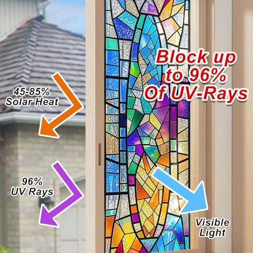BlissYard Vertical Stained Glass Window Film 17.7x39.3 Inch PVC - Image 4