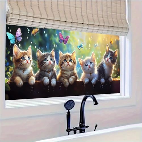 HOMETITUTE Cute Kitten Butterfly Peel Window Cling 39.3x17.7 Inch PVC - Image 5