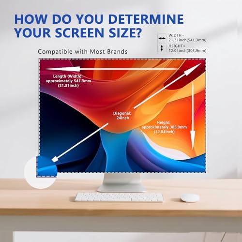 （2 Pack） 24 Inch Magnetic Computer Privacy Screen Filter for 16:9 Widescreen Monitor, Removable Privacy Screen Anti Spy Desktop Security Private Filter (ONLY Suitable for Borderless Screens) - Image 2