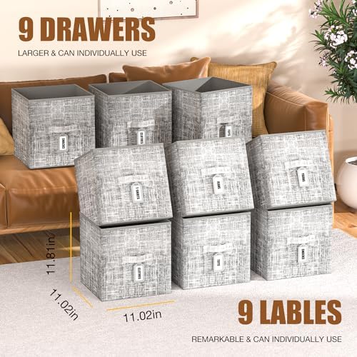 LUKYTOWER 9 Cube Closet Organizer + 9 Bins + Labels - Image 3