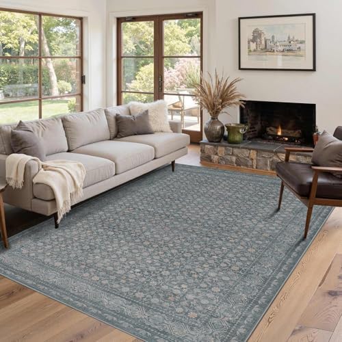 Rugxara 4x6 Vintage Boho Washable Rug for Bedroom(Blue) - Image 2
