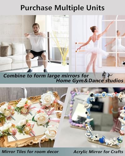Unbreakable Mirror Tiles Self Adhesive,4PCS 16.05''x12.05'' Toddler Mirror For Classroom Decor,Peel And Stick On Small Mirrors For Wall Decor,Shatterproof Plastic Mirrors Stickers for Kids Decorative - Image 4