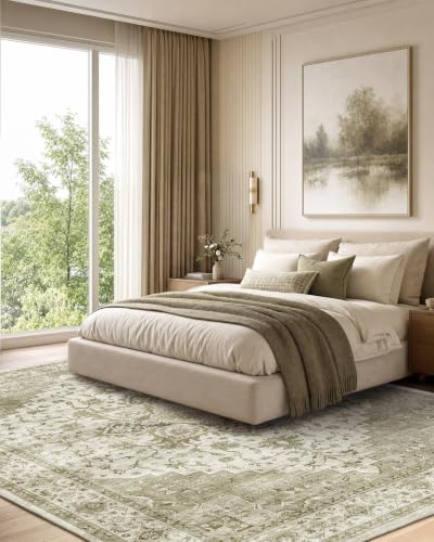AMADA HOMEFURNISHING 9x12 Washable Area Rug, Low-Profile Large Area Rug with Non-Slip Backing & Durable Edge Binding, Vintage Large Rugs for Living Room, Bedroom & Dining Room - Image 4