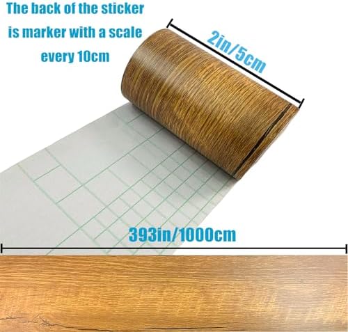 YESUS Dark Grey Wood Grain 3D 10M Wallpaper Frame Removable PVC Waterproof Peel and Stick Wallpaper,Bathroom Frame Sticker Wall Decor (Yellow, 2" x 393") - Image 2