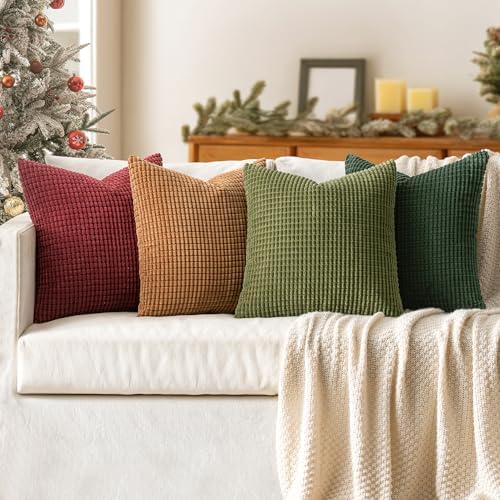 MIULEE Modern Decorative Pillow Covers 18x18 Inch Set of 4 Christmas Green - Image 7