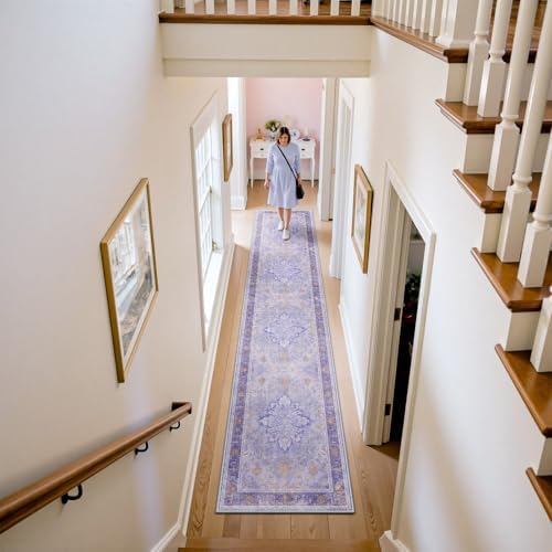 RELEANY Washable Area Rug, Runner 2'x10', Purple - Image 2