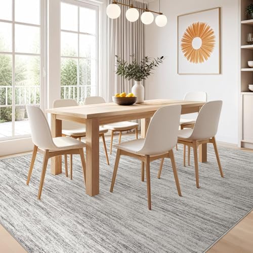 Nakagishi 8X10 Area Rugs Living Room: Washable Large Vintage Rug Neutral Non-Slip Soft Stain Resistant Indoor Carpet for Bedroom Nursery Dining Room Office Playroom - Grey-01 - Image 7