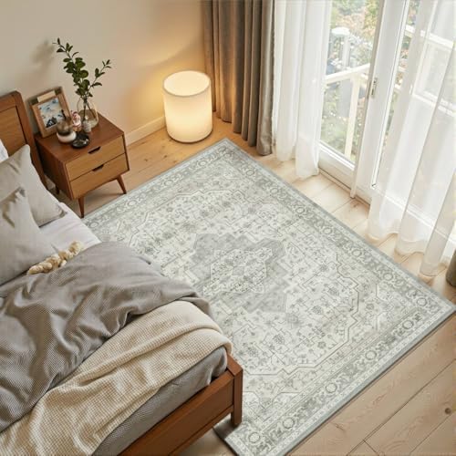 Rugxara 3x5 Entryway Rug,Green Vintage Boho Bedroom Area Rug by Rugxara