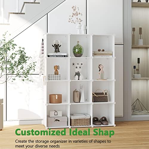 C&AHOME Cube Storage Organizer, 12-Cube Shelf Units, Closet Cabinet Milky - Image 5