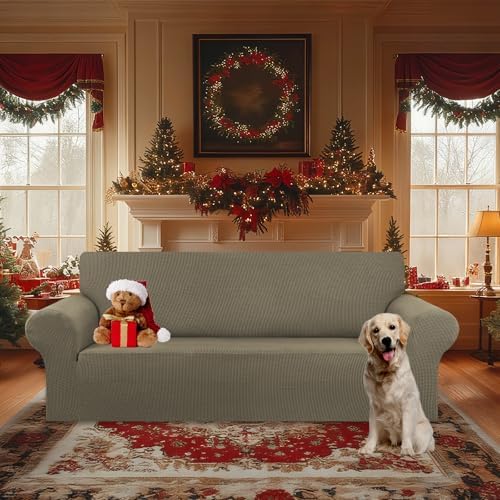 KEKUOU Stretch Oversized Couch Covers for Sofa Slipcover,Khaki - Image 2