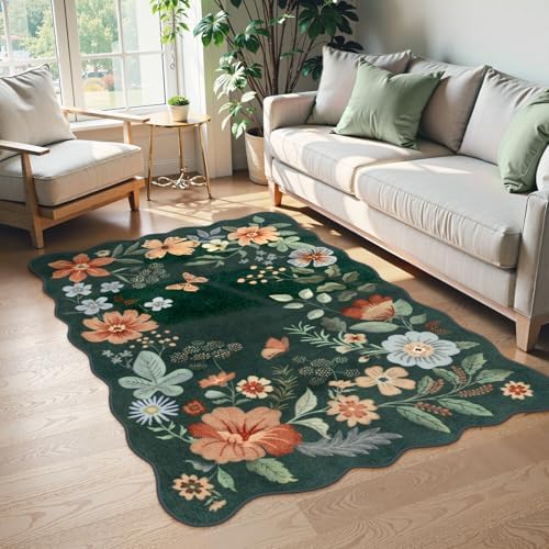 Lahome Floral Washable Rug, 3x5 Rug Soft Bedroom Rugs for Entryway Dorm - Image 3