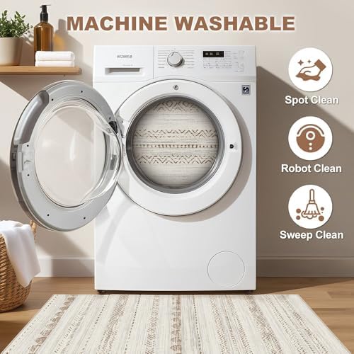 Nakagishi Boho 2x4 Washable Area Rug Non Slip Carpet for Entryway Beige - Image 2