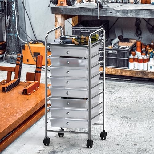 Simple Houseware 8 Drawers Rolling Utility Cart Art Craft Storage, Chrome - Image 5