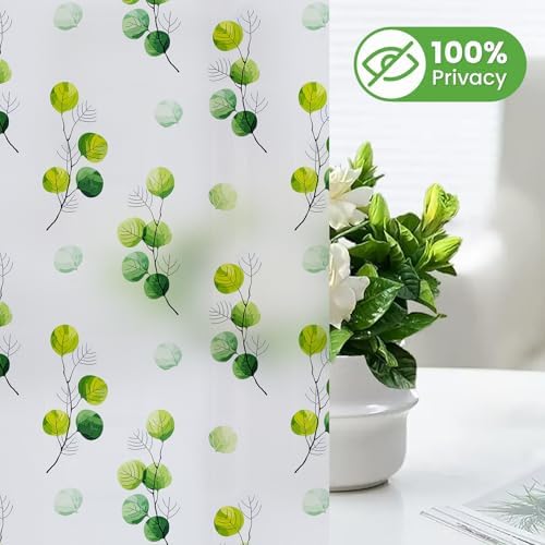 DKTIE Eucalyptus Leaves Stained Glass Window Film 17.7'' x 118.1'' - Image 2