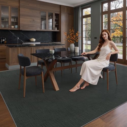 Valenrug 8x10 Area Rugs for Living Room, High-Low Pile Washable Rug, Black - Image 5