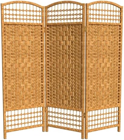 4 ft. Short Fiber Weave Folding Screen - Light Beige - 3 Panels by RedLantern