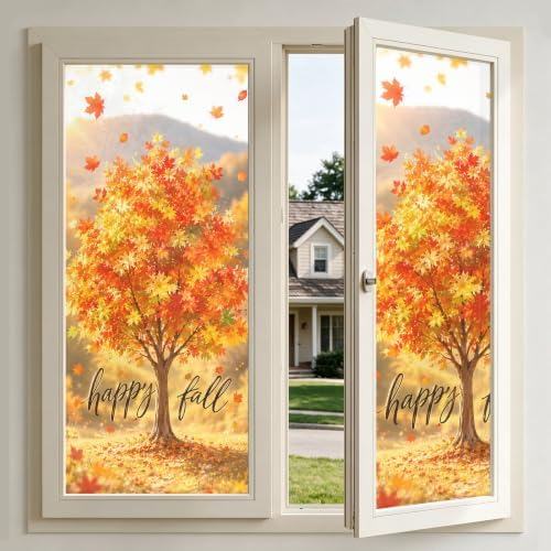 Nuxovilar Golden Maple Tree Autumn Window Film 17.7x39.4 Inch by Nuxovilar