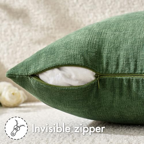 MIULEE Moss Green Chenille Couch Throw Pillow Covers, 20x20 - Image 3
