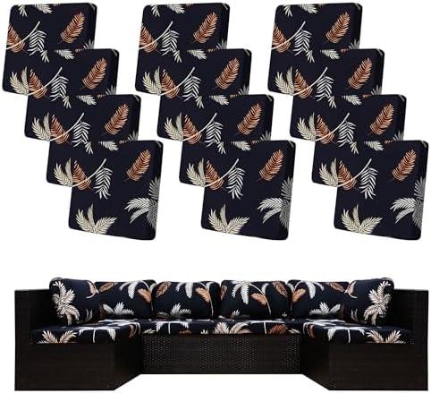 12 Pcs Outdoor Cushion Covers, Patio Sofa Cushion Covers Replacement by BIETYONE