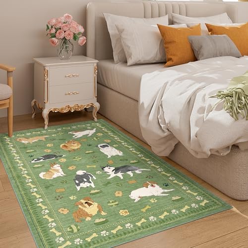 DUKINO 3x5 Rug, Washable Dog Bedroom Area Rug Soft Non Slip, Green - Image 3