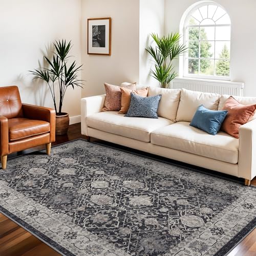 4x6 Living Room Area Rugs: Washable Non-Slip Boho Decorative Rugs for Bedroom Nursery Low Pile Neutral Small Carpet for Kitchen Dining Room Non-Shedding Floor Mat for Kids Room Office (4x6，Black) - Image 4