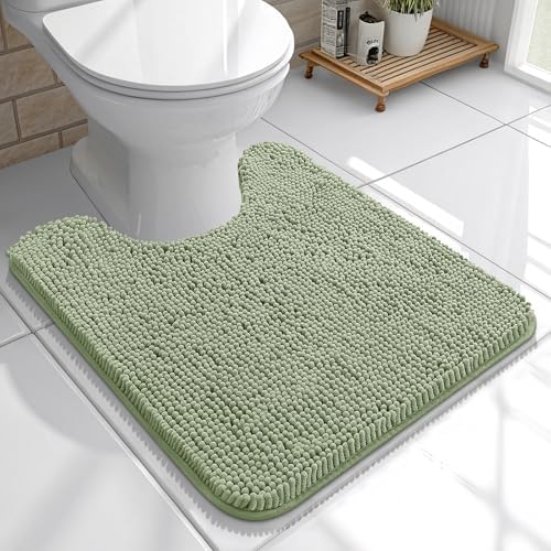 OLANLY Toilet Rugs U-Shaped 20x20, Soft Absorbent Chenille Contour Rugs by OLANLY