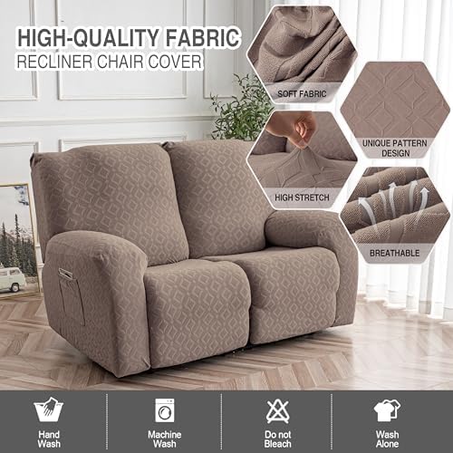 Genina Waterproof Recliner Loveseat Cover,2 Seat Couch Cover,Taupe - Image 2