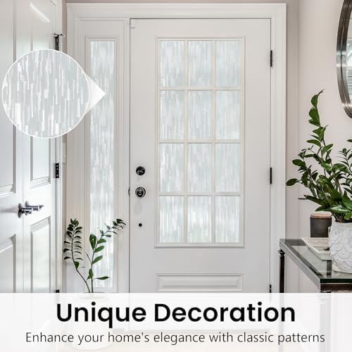 Haton Window Privacy Film, White Stripe Non-Adhesive, 23.6" x 78.7" - Image 5