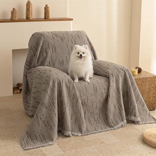 MYSKY HOME Oversized Armchair Couch Cover for 1 Cushion Couch, Washable Sofa Protector, Chair Couch Covers Sofa Covers Sofa Throws Sofa Slipcovers Futon Cover for Pet, Kid, 71"X91", Sand by MYSKYHOME