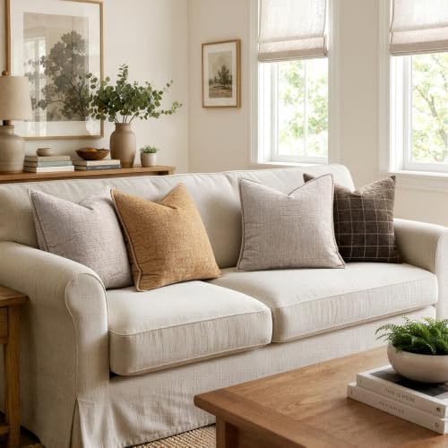 MIULEE Decorative Couch Throw Pillow Covers 20x20 Inch Apricot Brown 2 Pack - Image 5