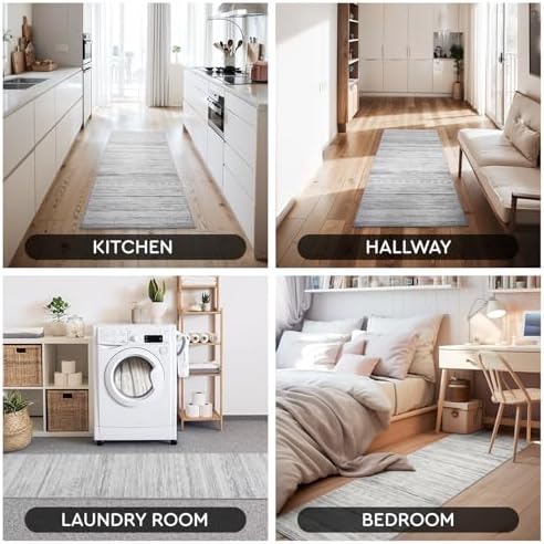 2x10 Runner Rug Machine Washable Non Slip Area Rug Distressed Neutral Moroccan Boho Rug Ultra Soft Floor Runners for Hallways for Entryway Laundry Room Kitchen, Grey - Image 7