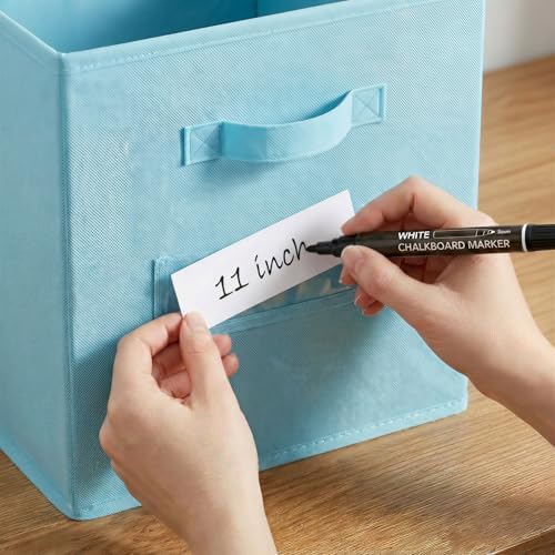 Storage Bins,11 Inch Cube Storage Bin with Labels,6pcs,Sky Blue - Image 4