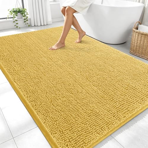 OLANLY Large Bathroom Rugs 70x46, Extra Soft Absorbent Chenille Bath Rugs by OLANLY