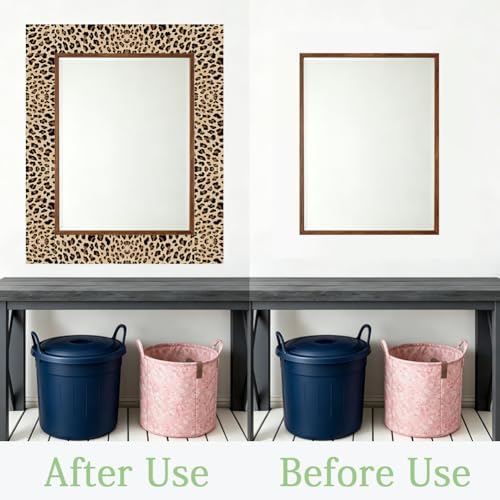 Leopard Print Wallpaper Border Peel and Stick 196.9 x 3.9 Inch Wall Border Decal Animal Print PVC Decorative Molding Mirror Frame Trim for Bathroom Kitchen Backsplash Hotel Home Decorations - Image 5