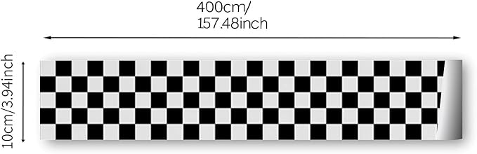 Checkered Wall Border Stickers Peel and Stick Black and White Skirting Self Adhesive Bathroom Waist Line Decal Vinyl Wallpaper - Image 8