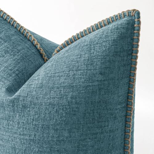 MIULEE Decorative Couch Throw Pillow Covers 20x20 Inch Smoke Blue 2 Pack - Image 2