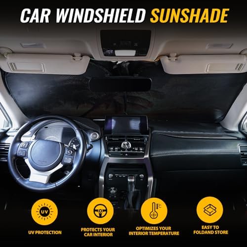 Car Windshield Sun Shade, Foldable Reflective UV Front Sunshade - Image 2