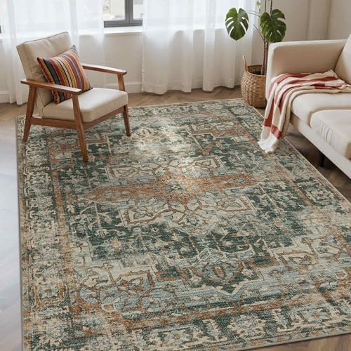 Rugxara Green 4x6 Area Rug Washable Rug for Living Room Bedroom Office - Image 3