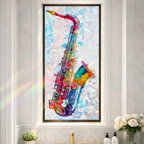 Cmialusie Colorful Saxophone Window Film 39.3 x 17.3 Inch Cling by NeedaOne