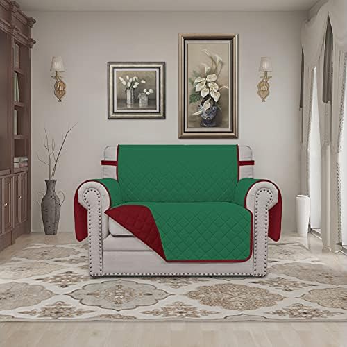 Easy-Going Reversible Couch Cover, Oversized Chair, Green/Christmas Red - Image 2