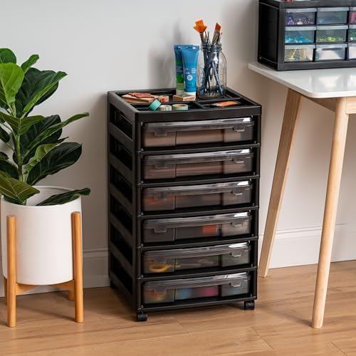 IRIS USA Rolling Cart with Drawers |Made in USA| 6-Tier Cases - Black/Gray - Image 2