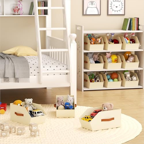 Homsorout Large Closet Storage Cubes - Closet Storage Bins with Dual Handles for Clothes, Towels, Toys, Shelf Organizer Bins for Bedroom, Nursery, Shelves, Small Spaces, Beige, 4 Pack - Image 6