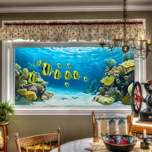 HOMETITUTE Underwater Fish Coral Privacy Window Film 39.3x17.7 Inch PVC by HOMETITUTE