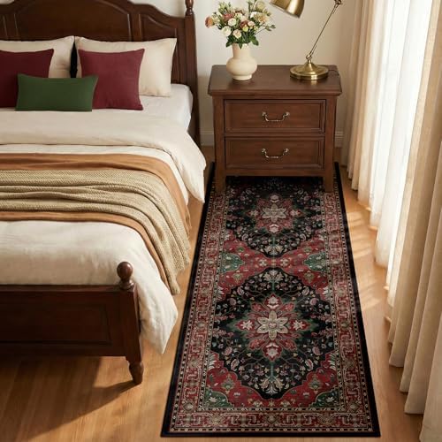 RELEANY Washable Area Rug, Runner 2'x6', Red/Black - Image 3