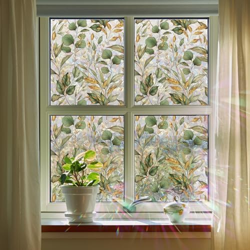Rainbow Window Privacy Film with Tools, 3D Stained Glass Window Film for Home and Office, Spring & Autumn Leaves, 22.83"x 35.43"(58x90CM) - Image 6