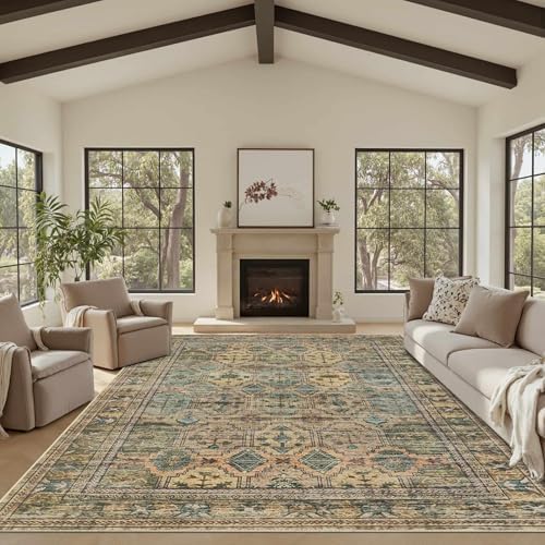 Rugxara Brown 8x10 Area Rugs for Living Room Bedroom Large Washable Rug by Rugxara