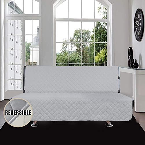 Easy-Going Reversible Couch Cover, Large Futon Sofa, Light Gray/Ivory - Image 2