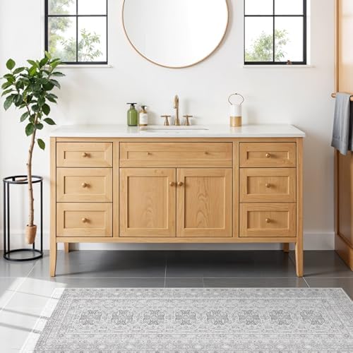 Ksrau 2x5 Runner Rug Washable Vintage: Non Slip Long Kitchen Runners Grey - Image 2