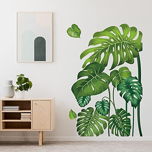 Large Green Tropical Jungle Leaves Wall Decals Palm Tree Leaf Plants Wall Stickers DIY Peel and Stick Removable Monstera murals Leaf Window Stickers for Kids Bedroom Nursery Living Room Decoration - Image 3